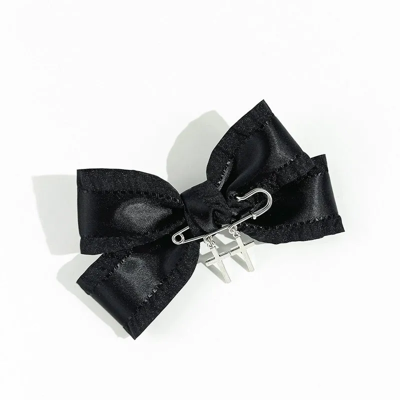 Dark Heart Cross Bow Hairpin Lolita Headdress Sweet Cool Gothic Style KC Side Hairpin Hair Accessories