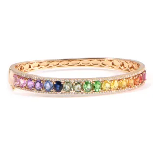 Diamond and Sapphire Rainbow Hinge Cuff Bracelet