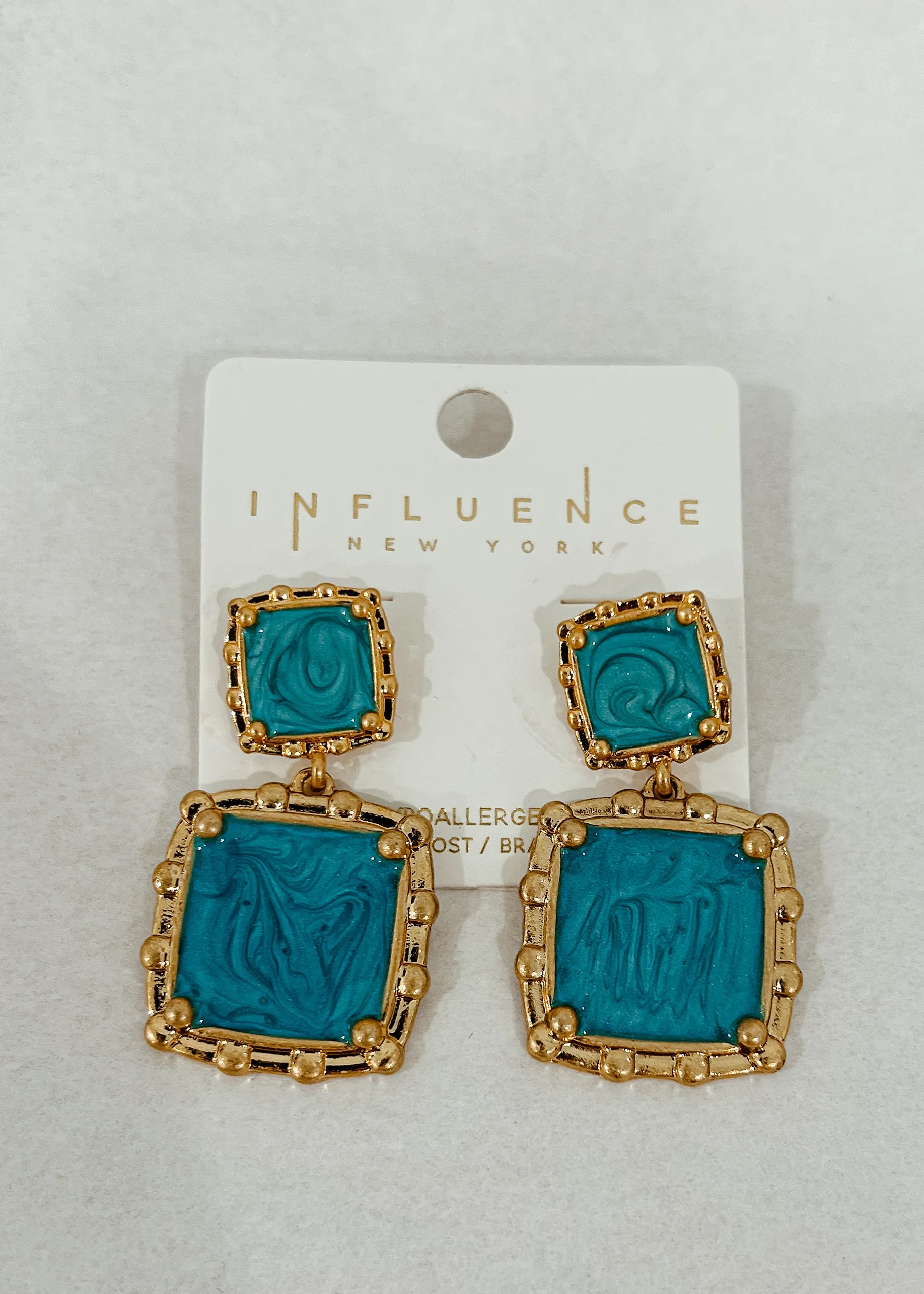 Double Square Drop Earrings