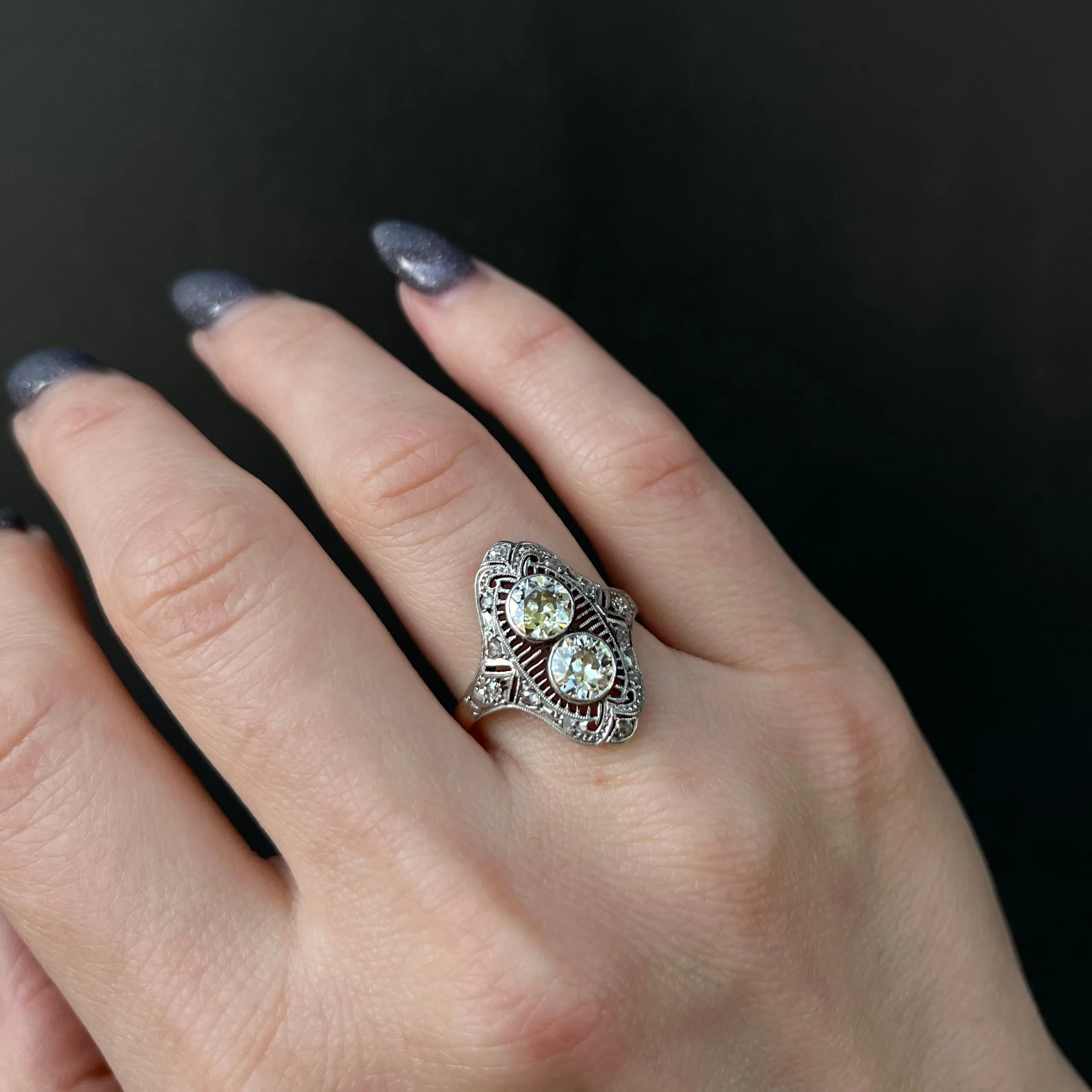 Edwardian 1.32 CTW Diamond Toi et Moi Ring