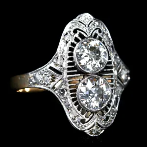 Edwardian 1.32 CTW Diamond Toi et Moi Ring