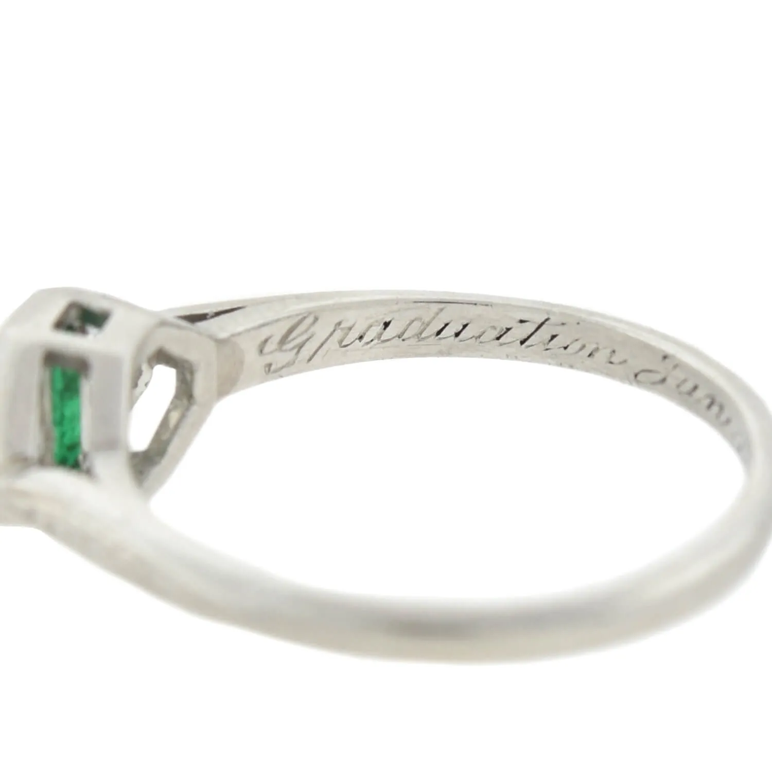 Edwardian Platinum Diamond   Emerald Ring