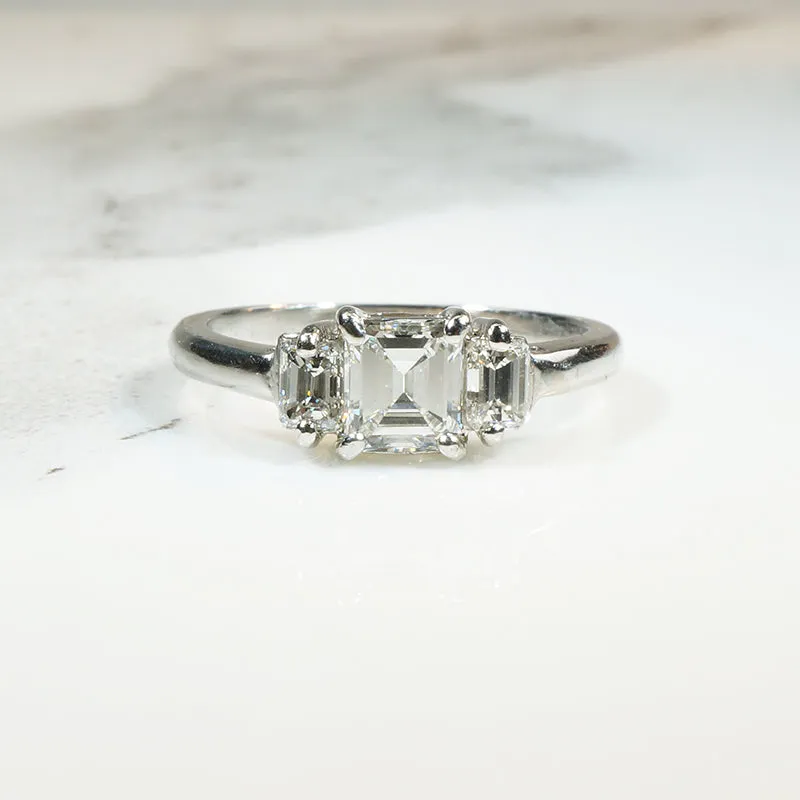 Emerald Cut Diamond Trilogy Ring by 720