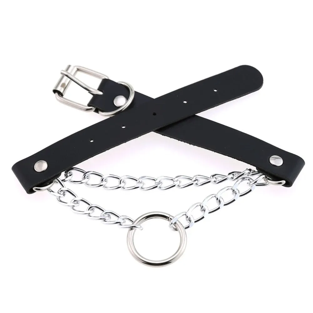 'Escape' PU Faux Leather O Ring Chain Vegan Choker