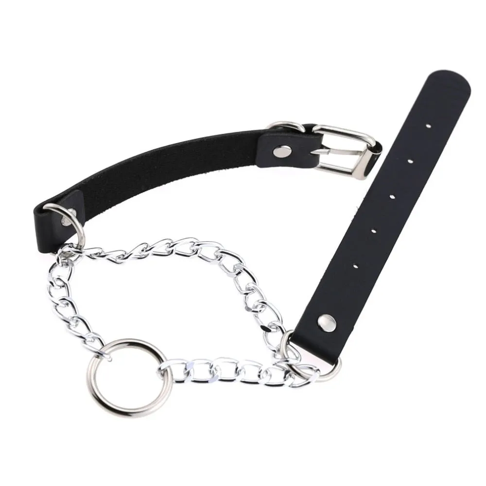 'Escape' PU Faux Leather O Ring Chain Vegan Choker