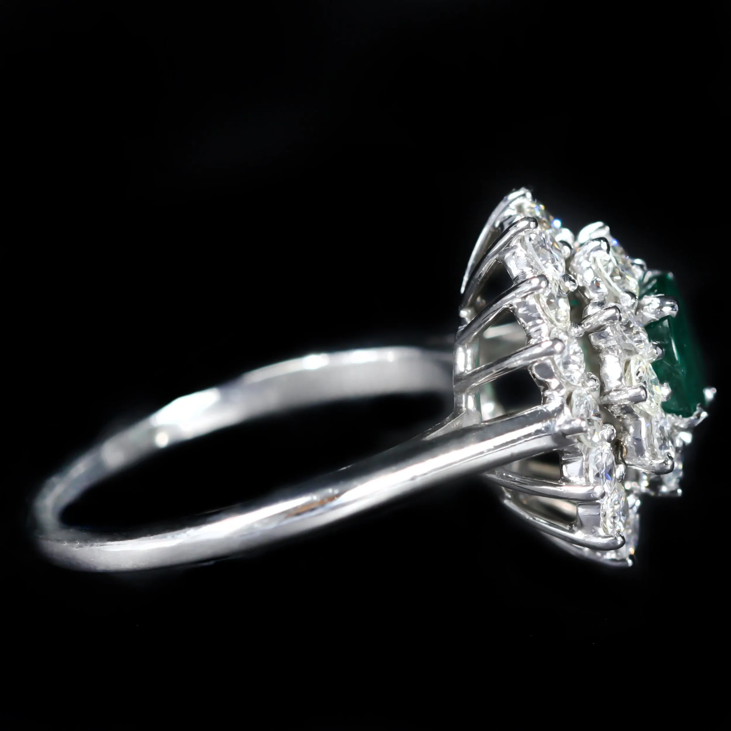 Estate Platinum 0.71 Carat Emerald and Diamond Ring