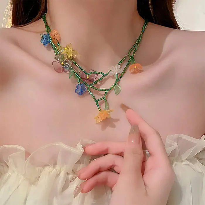 Fairycore Flower Layered Necklace