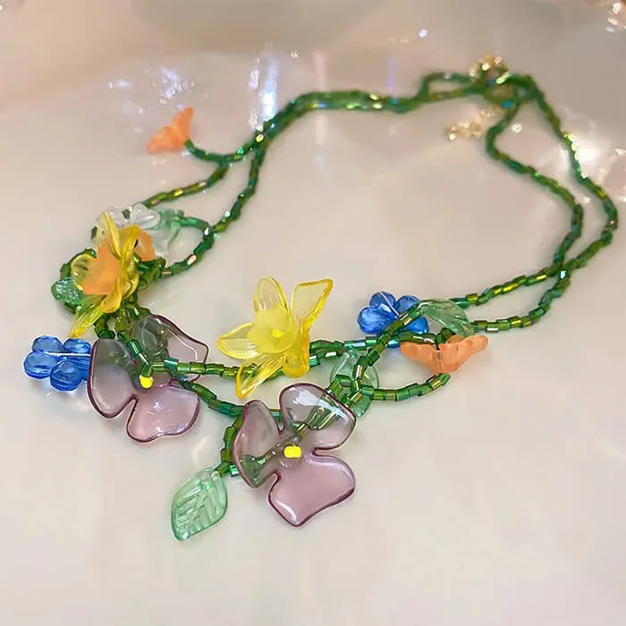 Fairycore Flower Layered Necklace