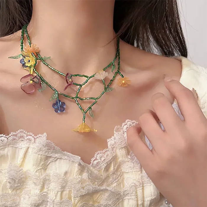 Fairycore Flower Layered Necklace