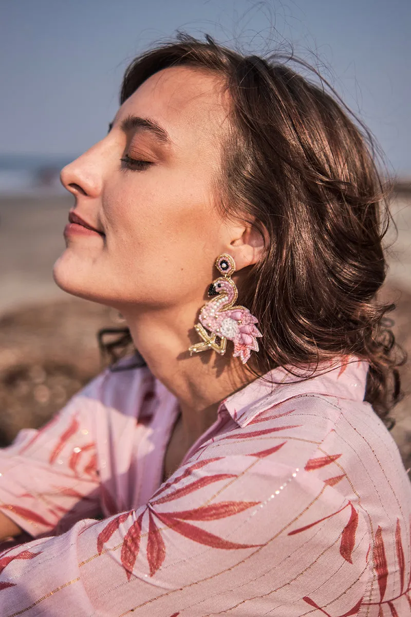 Flamingo Beaded Earrings