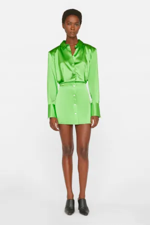 Frame - Strong Shoulder Mini Dress in Bright Peridot