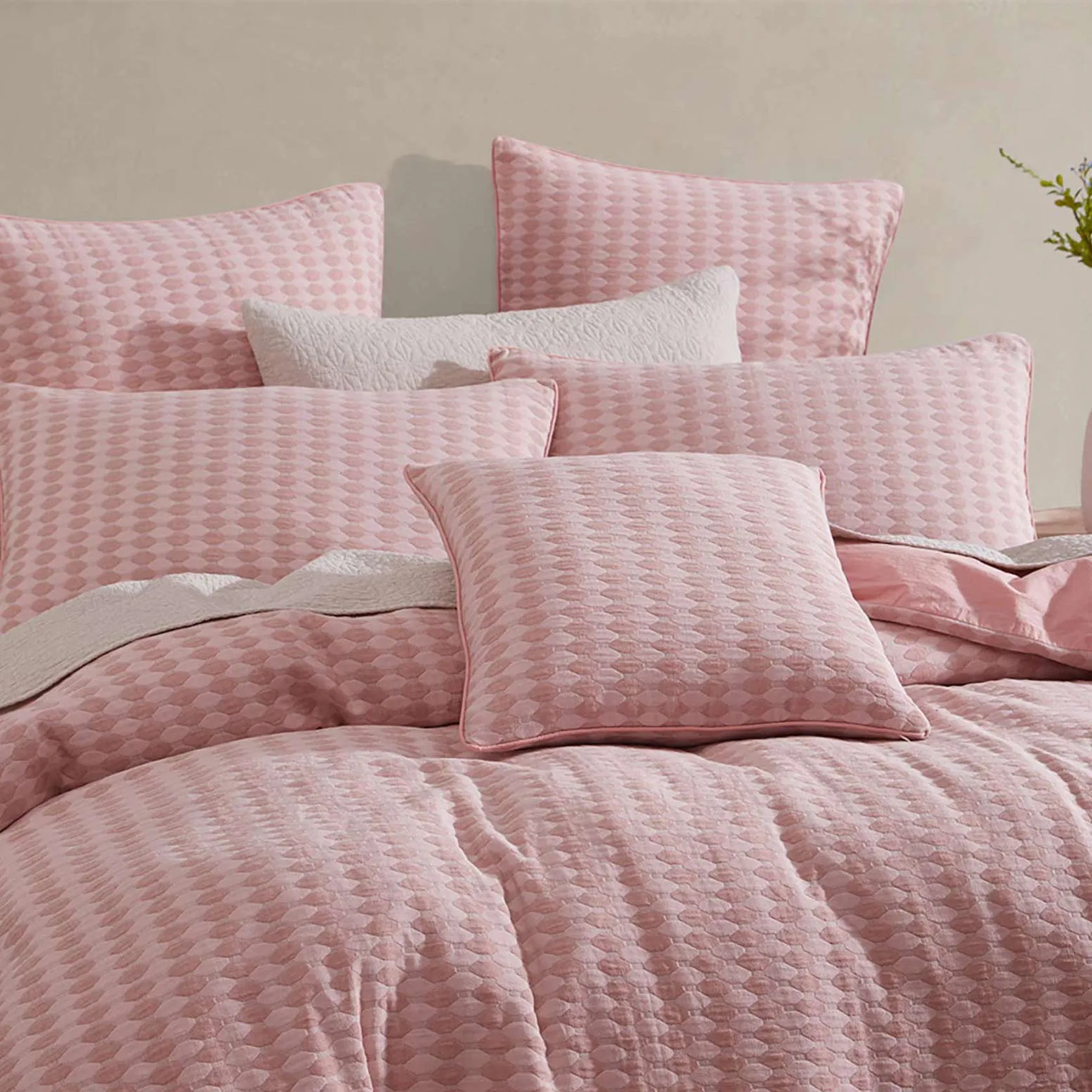 Frankie Blush Quilt Cover Set by Logan & Mason Platinum