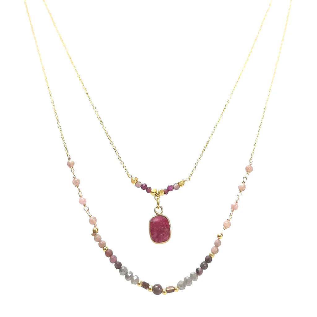 Garnet & Rhodochrosite Handcrafted Necklace