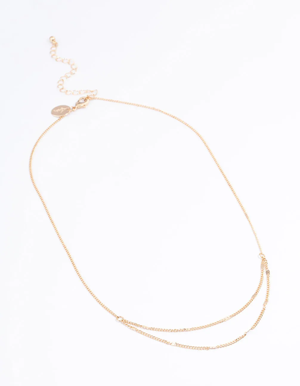 Gold Clamped Cable Double Necklace