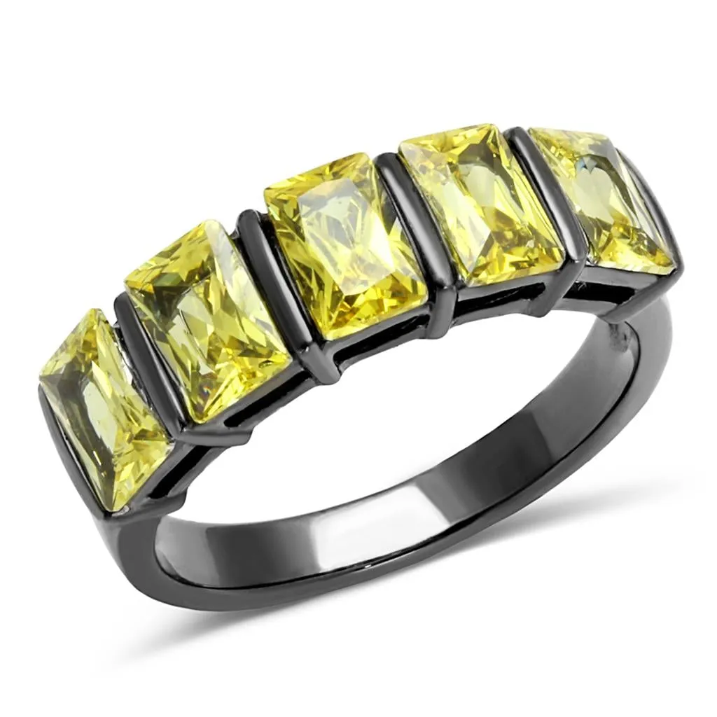 Gun Stainless Steel Ring AAA GRD CZ Topaz TK2683 for Women Style Light