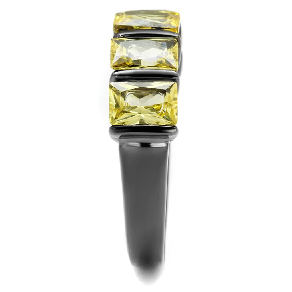 Gun Stainless Steel Ring AAA GRD CZ Topaz TK2683 for Women Style Light