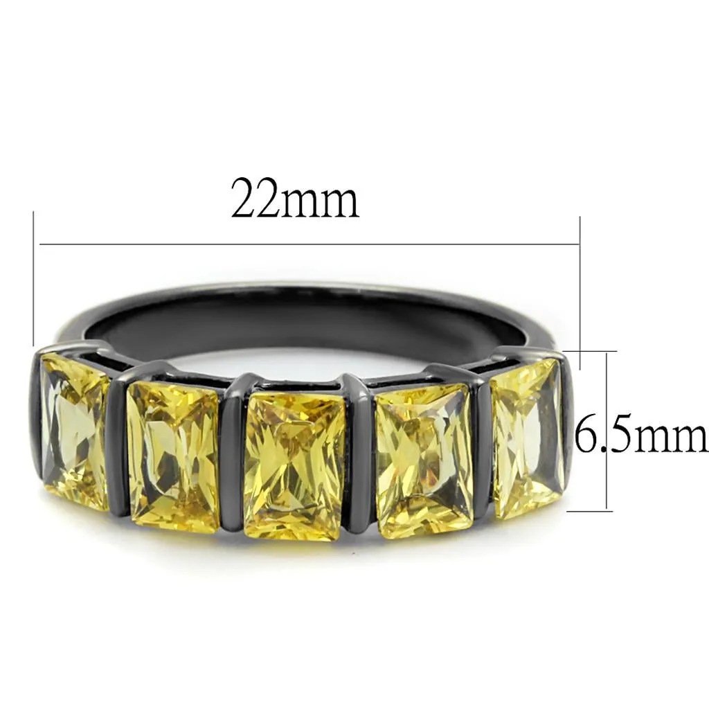 Gun Stainless Steel Ring AAA GRD CZ Topaz TK2683 for Women Style Light