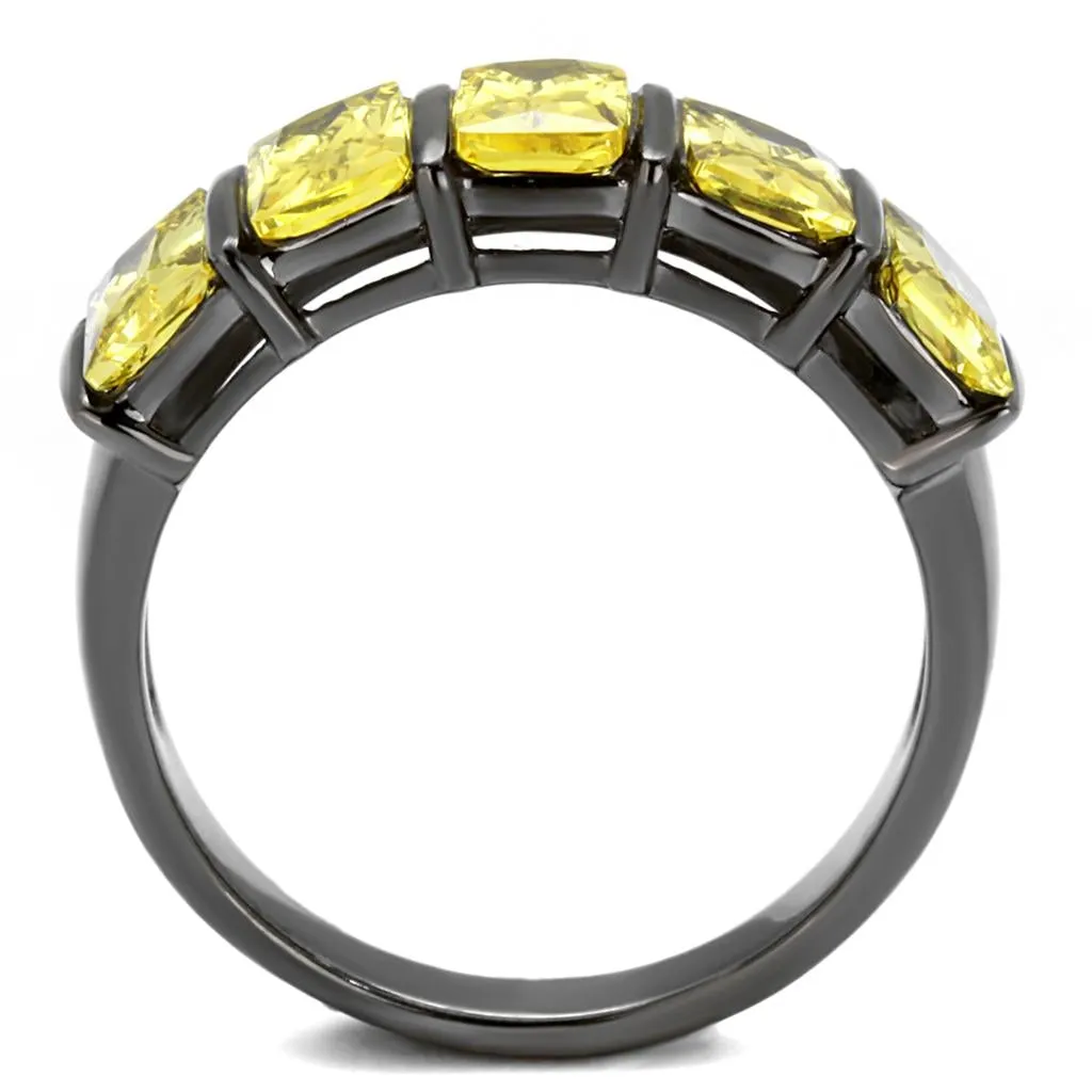 Gun Stainless Steel Ring AAA GRD CZ Topaz TK2683 for Women Style Light