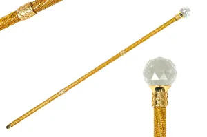 Handmade Topaz Crystal-Encrusted Walking Cane