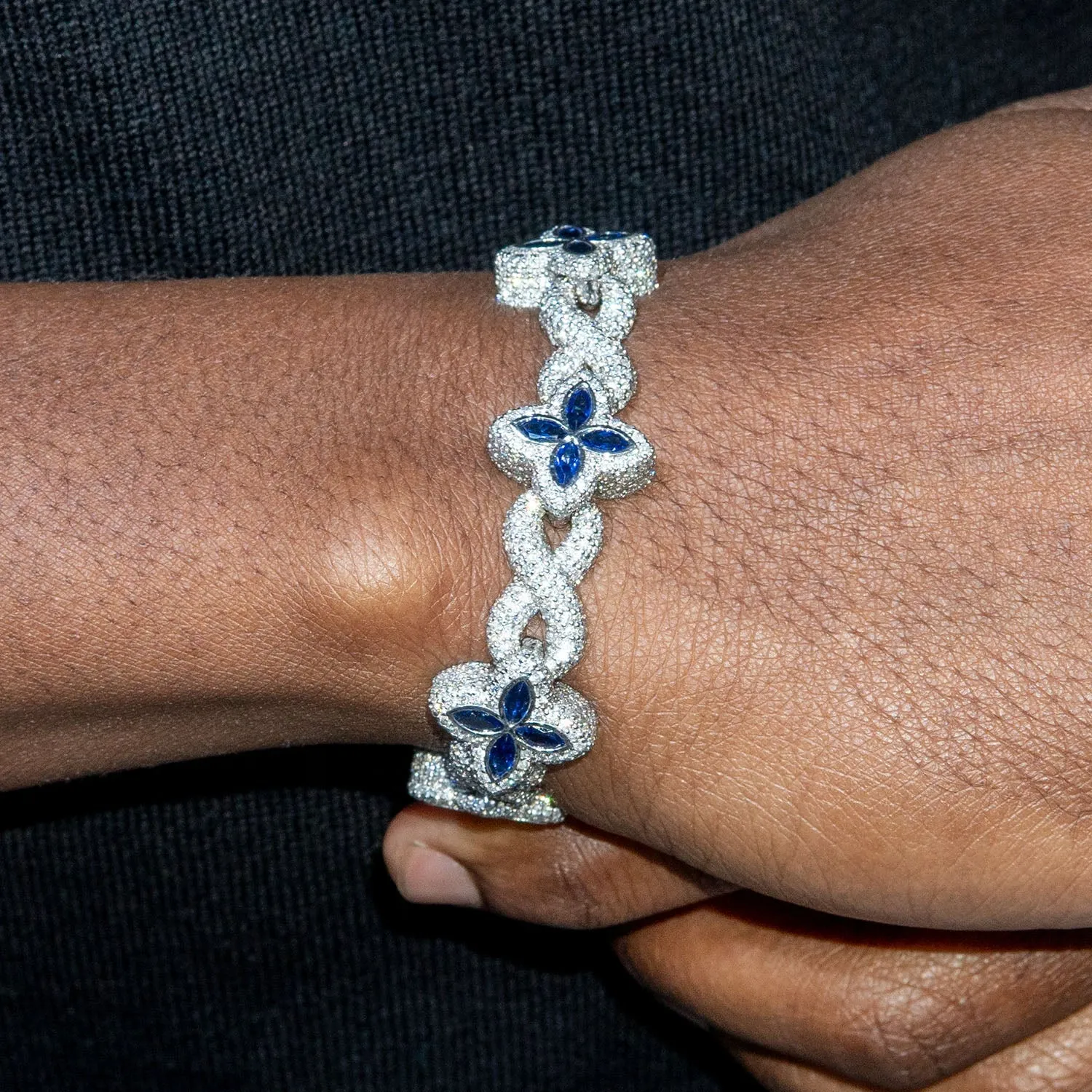 High End Jewelry - Iced Out Diamond Sapphire Bracelet