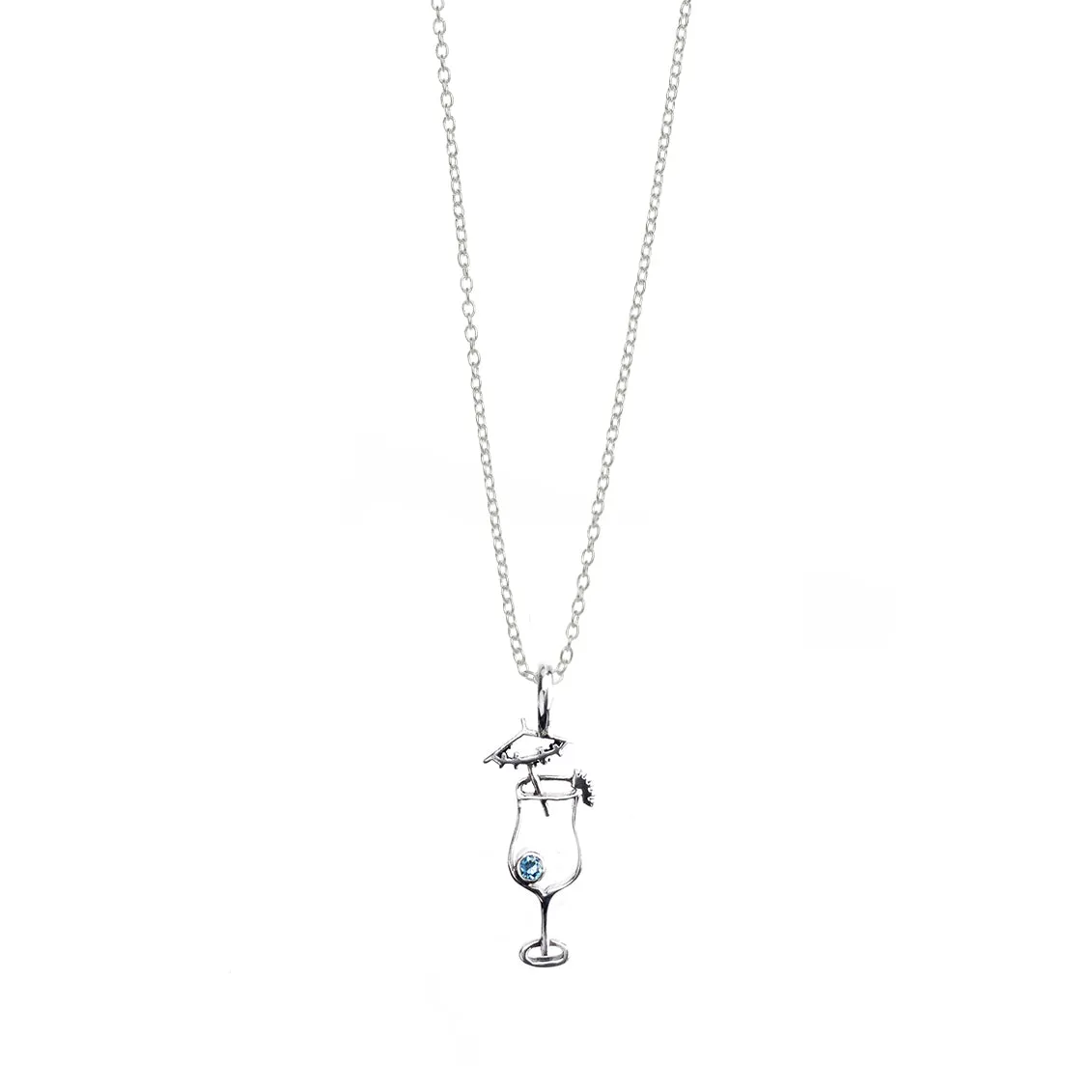 I'll Have A Daiquiri Sterling Silver Blue Topaz Charm