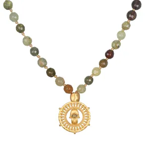 Inhabit Your Power Smokey Quartz Green Garnet Mala