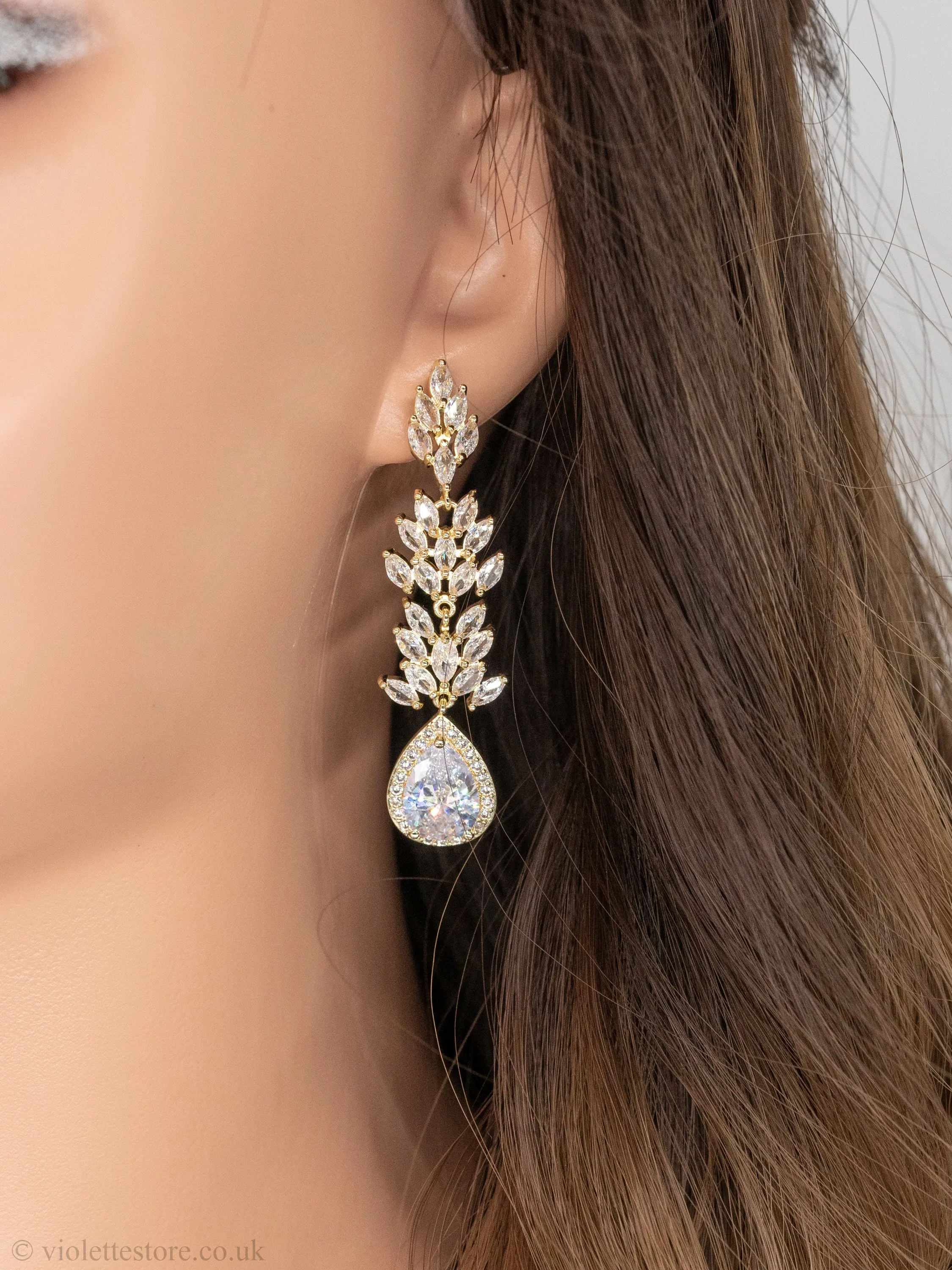 Irina Long Wedding Earrings