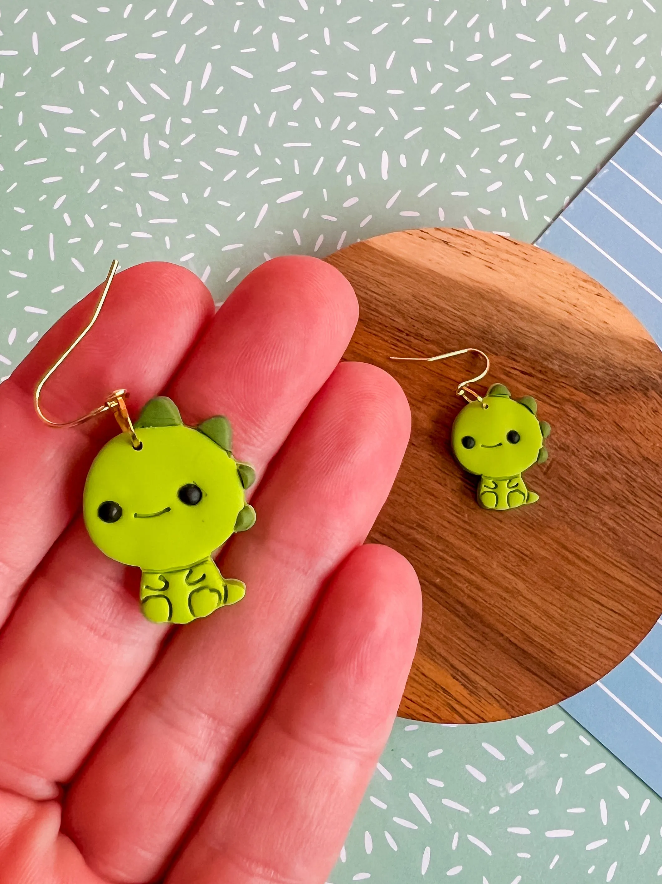 Lenny the Dino Earrings | Clay Earrings