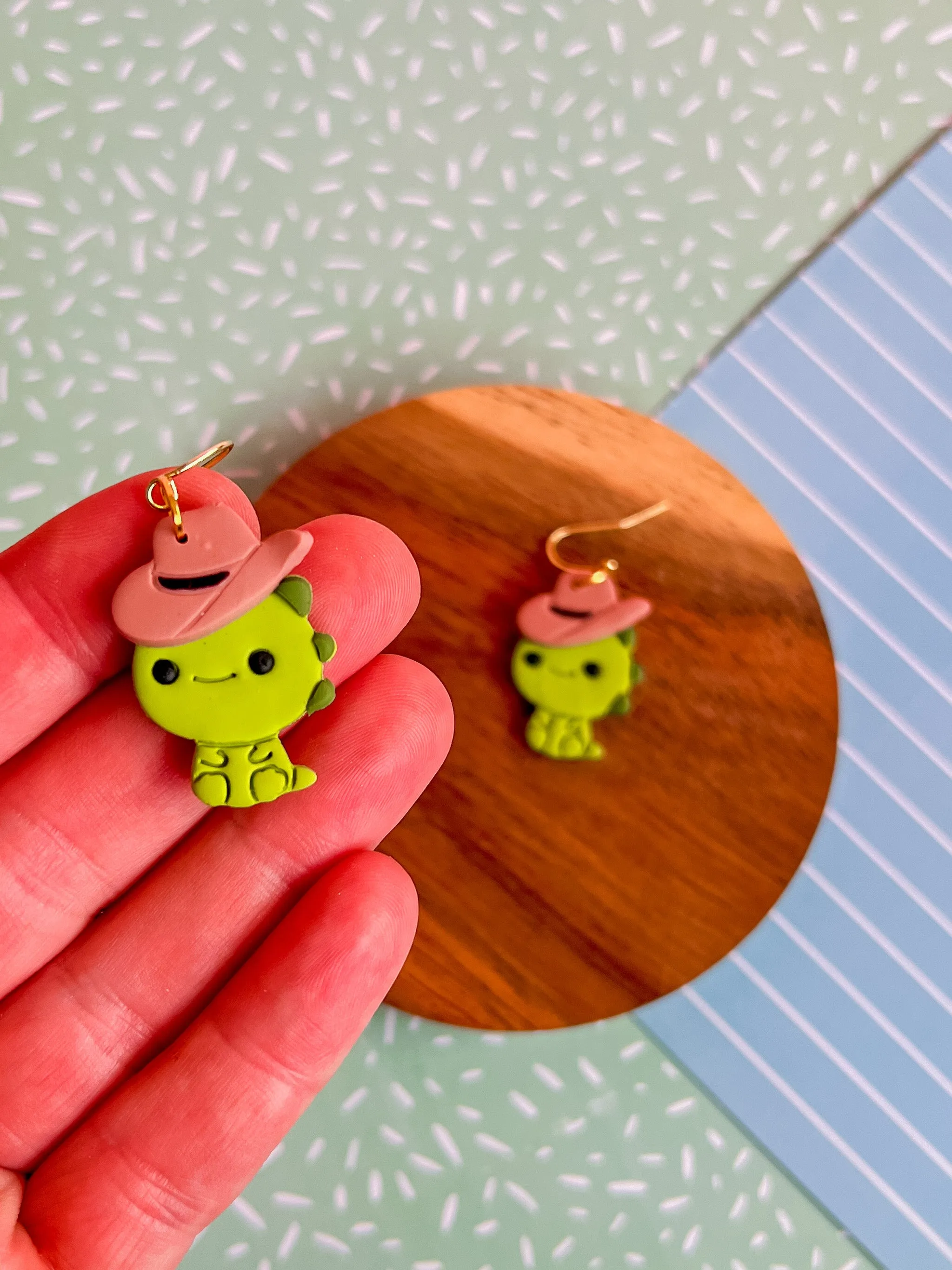 Lenny the Dino Earrings | Clay Earrings