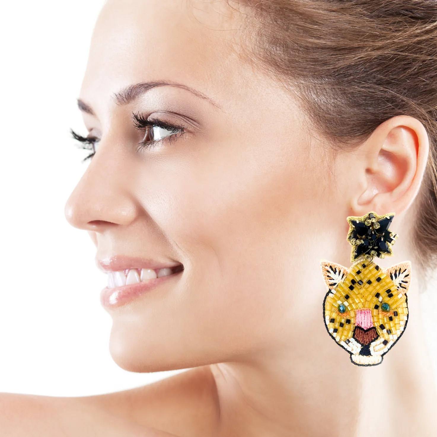 Leopard Beaded Earrings