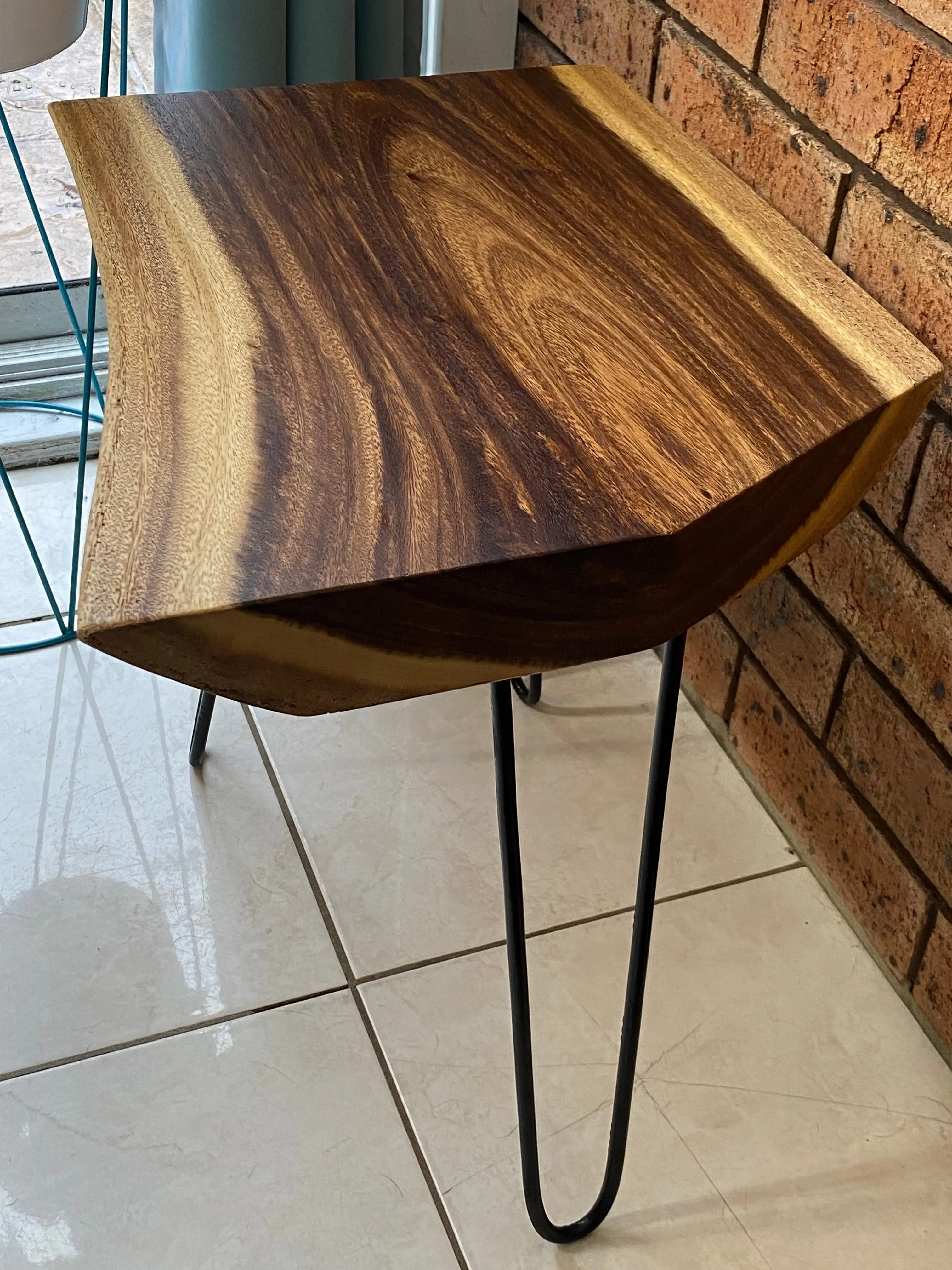 Live Edge Wooden Side Table / Corner Table / Plant or book Stand Raintree Wood