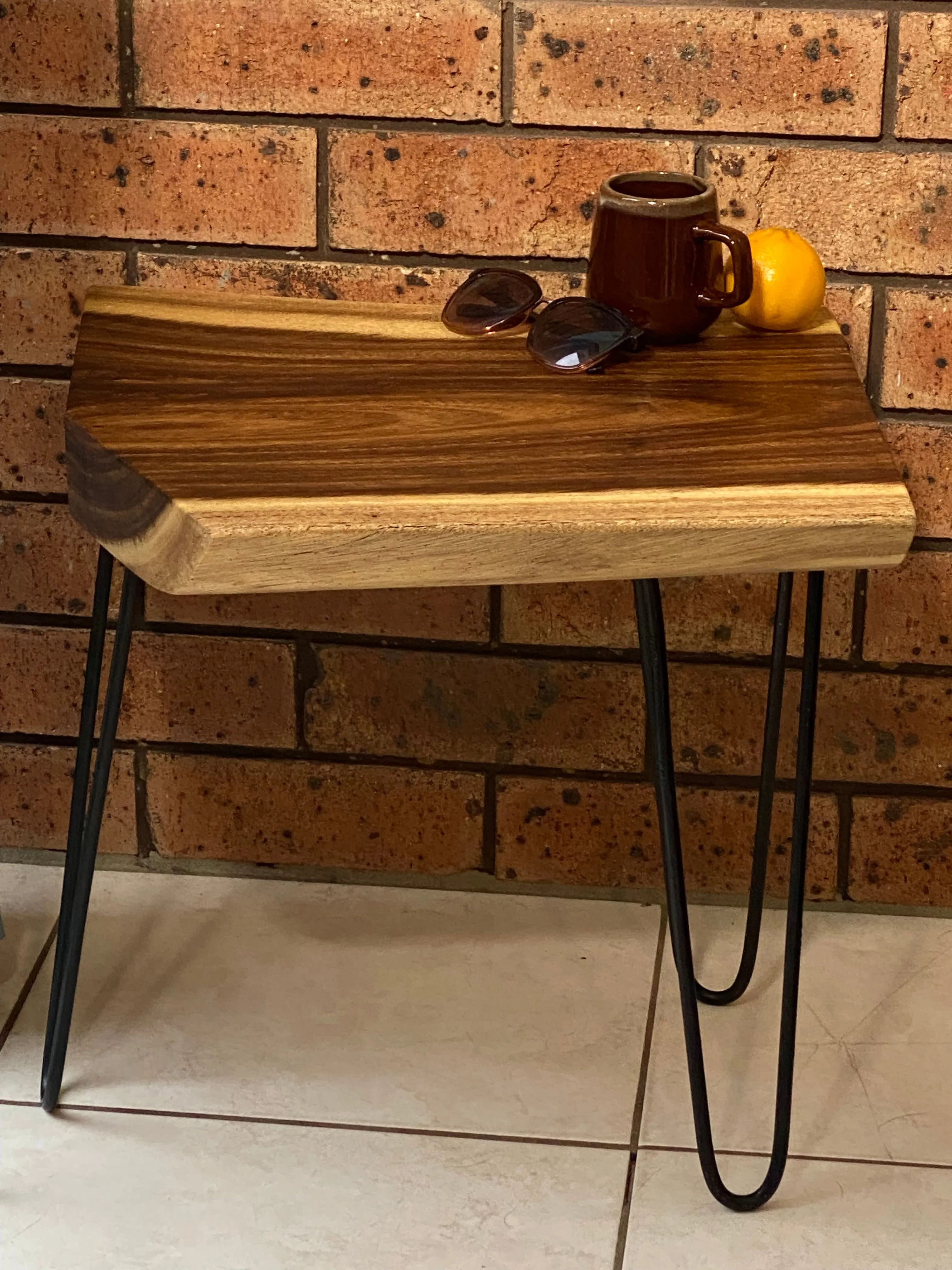 Live Edge Wooden Side Table / Corner Table / Plant or book Stand Raintree Wood