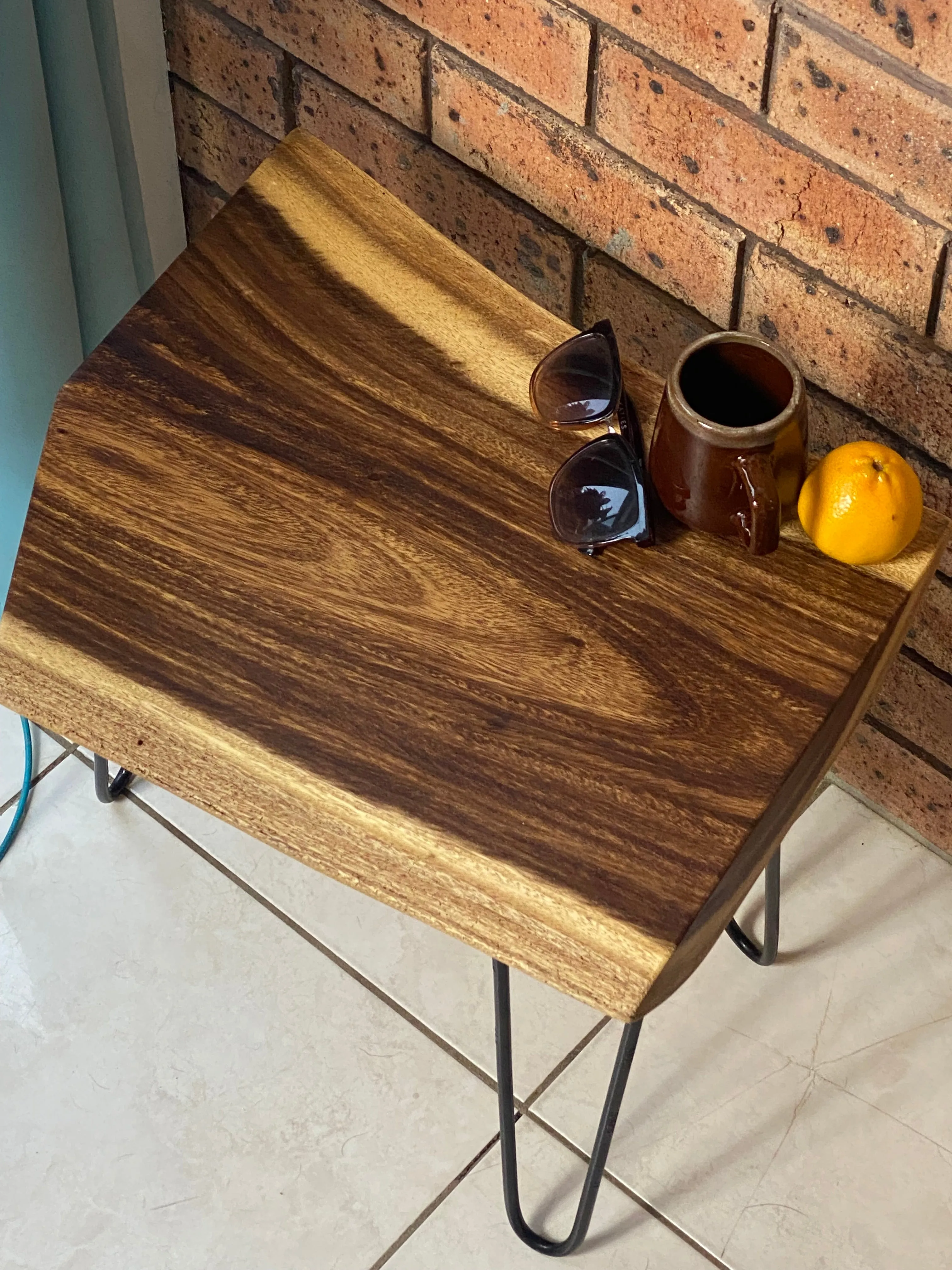 Live Edge Wooden Side Table / Corner Table / Plant or book Stand Raintree Wood