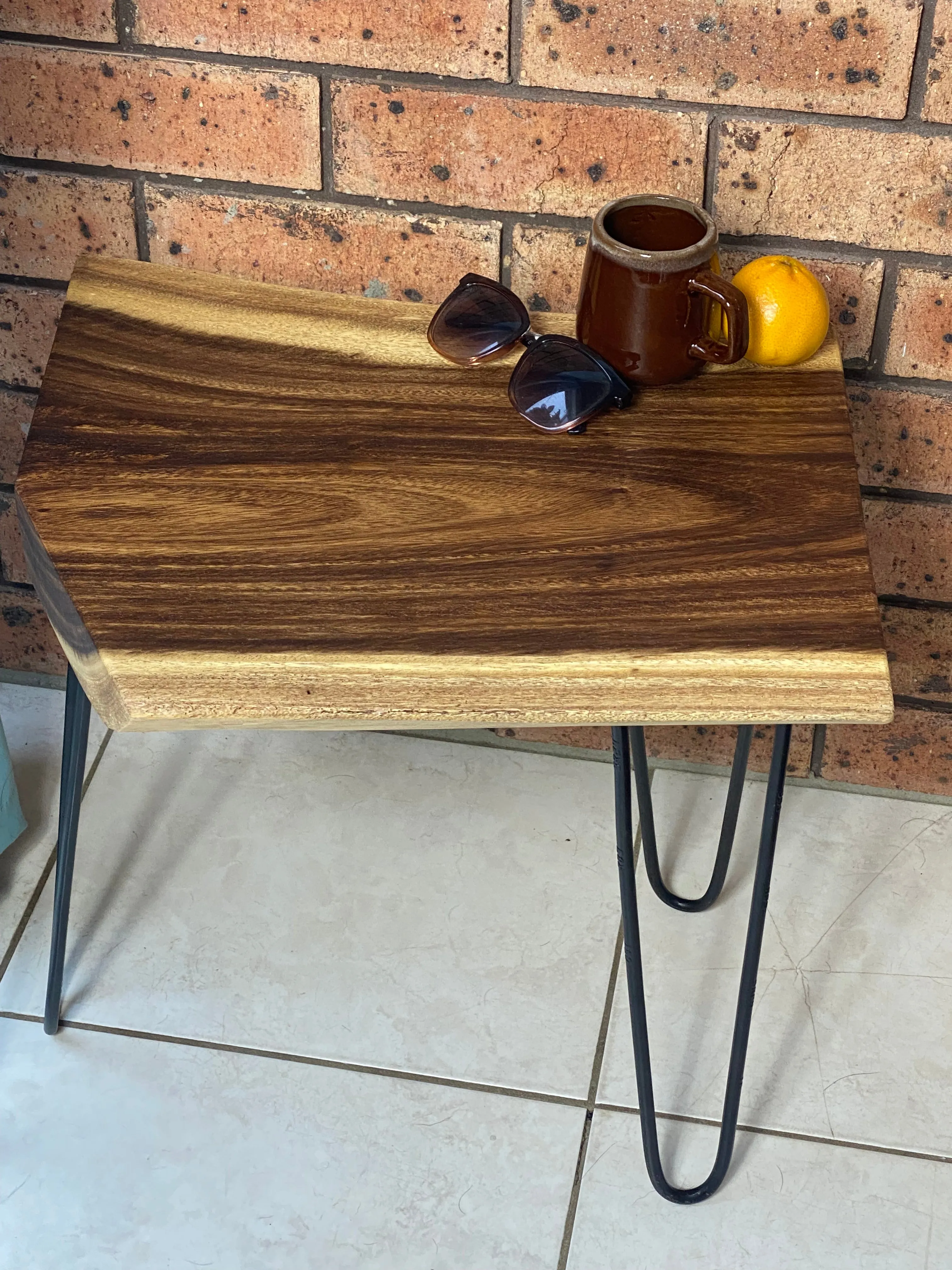 Live Edge Wooden Side Table / Corner Table / Plant or book Stand Raintree Wood