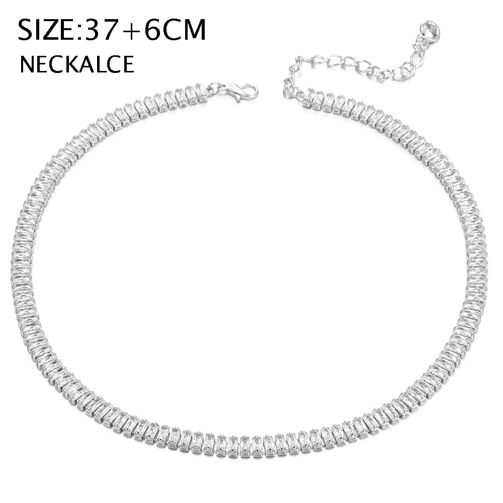 Luxury Bling Crystal Chic Choker Necklace Set for Women Man Hip Hop Geometric Tennis Necklaces Set Wedding Jewelry Accessories