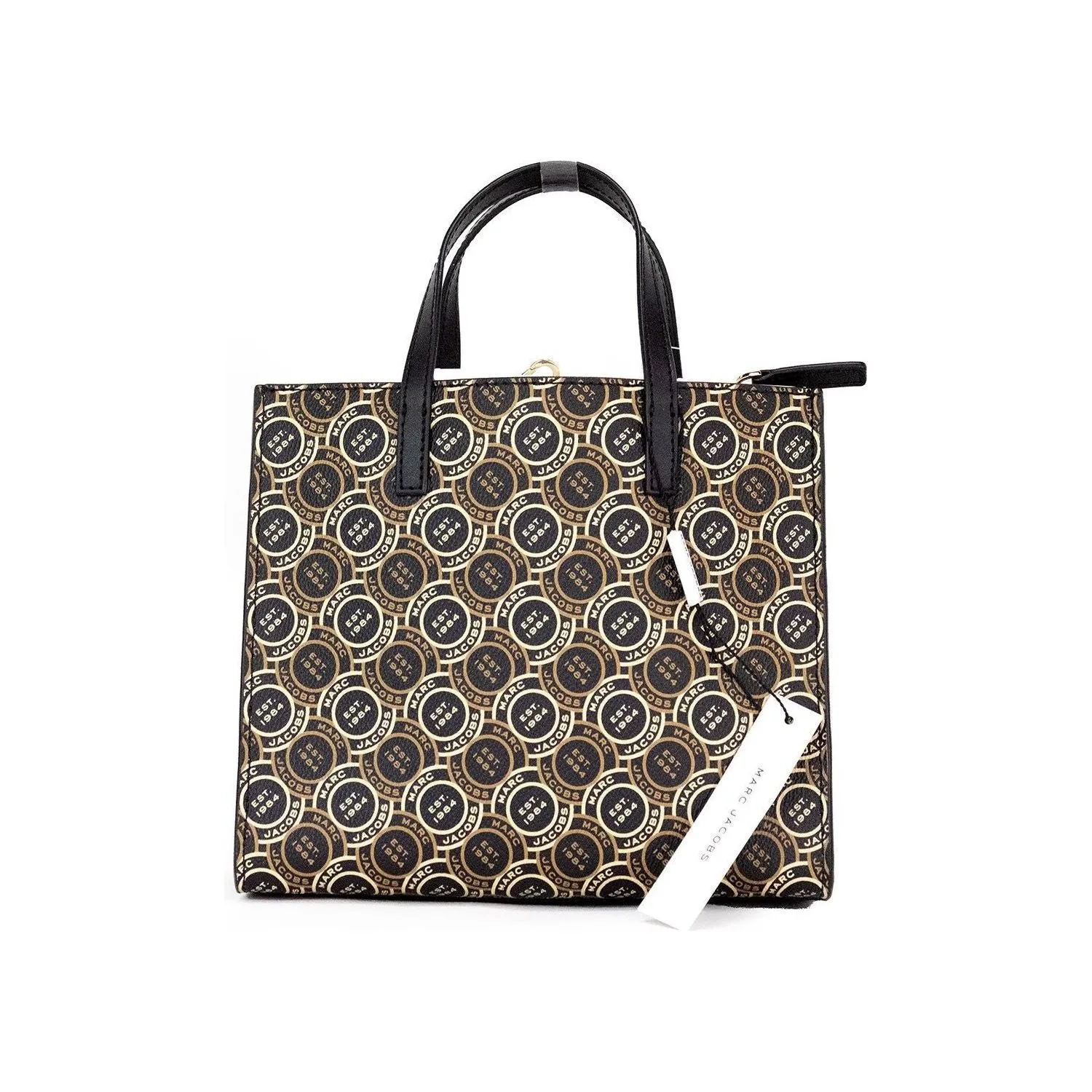 Marc Jacobs Mini Grind Signet Printed Leather Crossbody Tote Handbag Purse