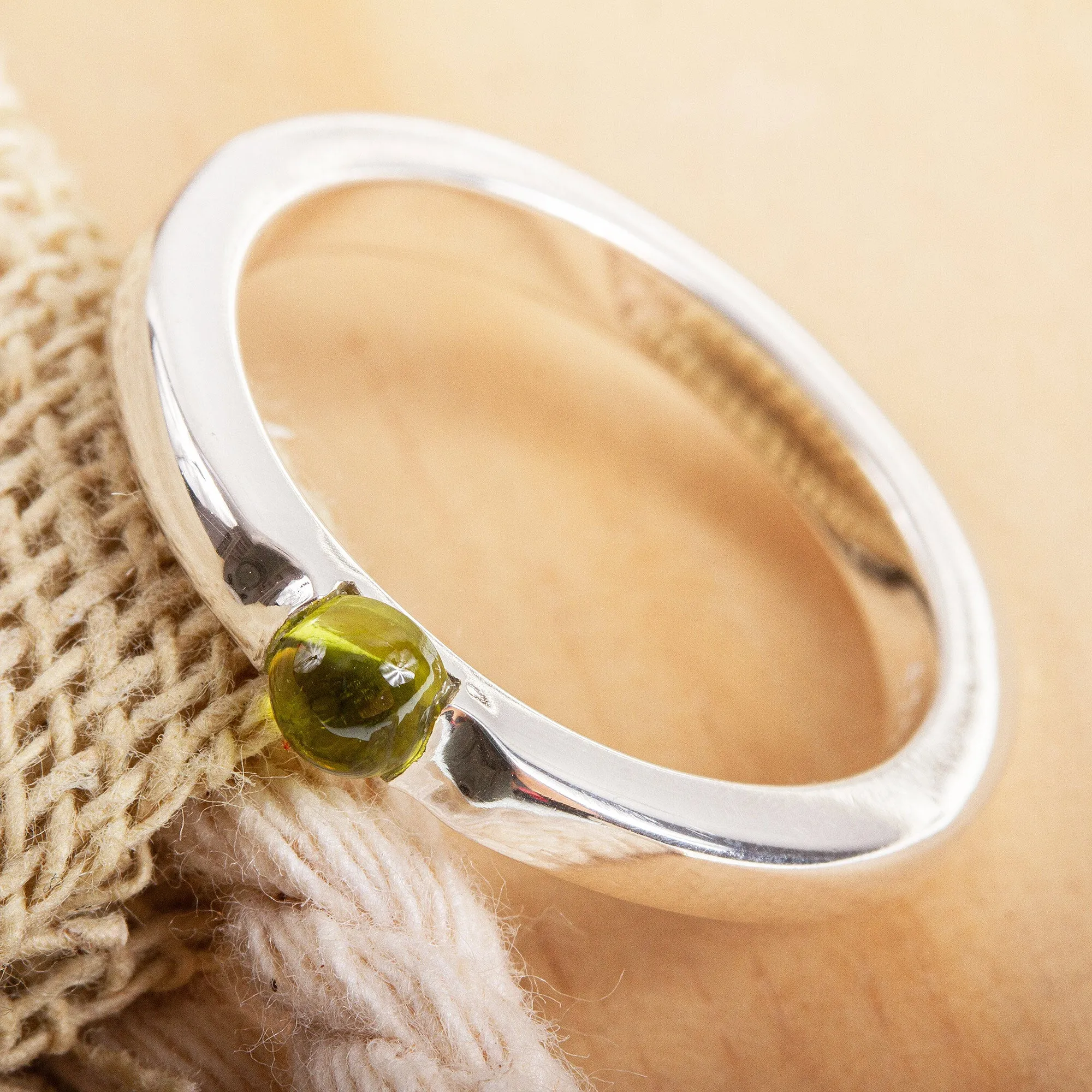 Natural Peridot Solitaire Ring - Vantage Point | NOVICA