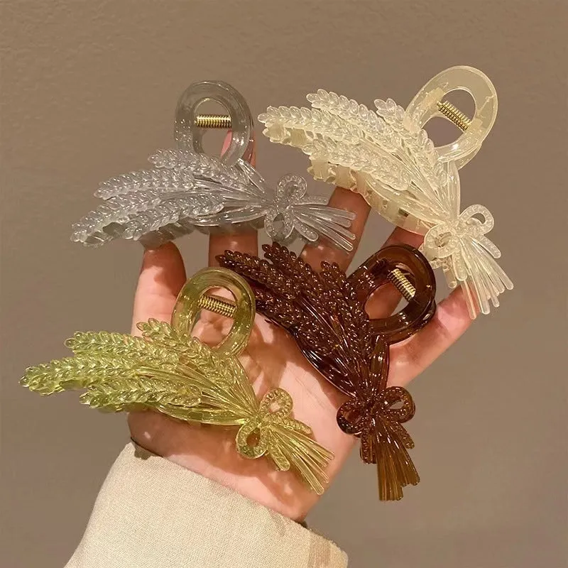 New Wheat Ears Acrylic Hairpin Women's Back Of Head Coil Hair Grab Hair Quantity Large Size Shark Clip Headdress Hairpin