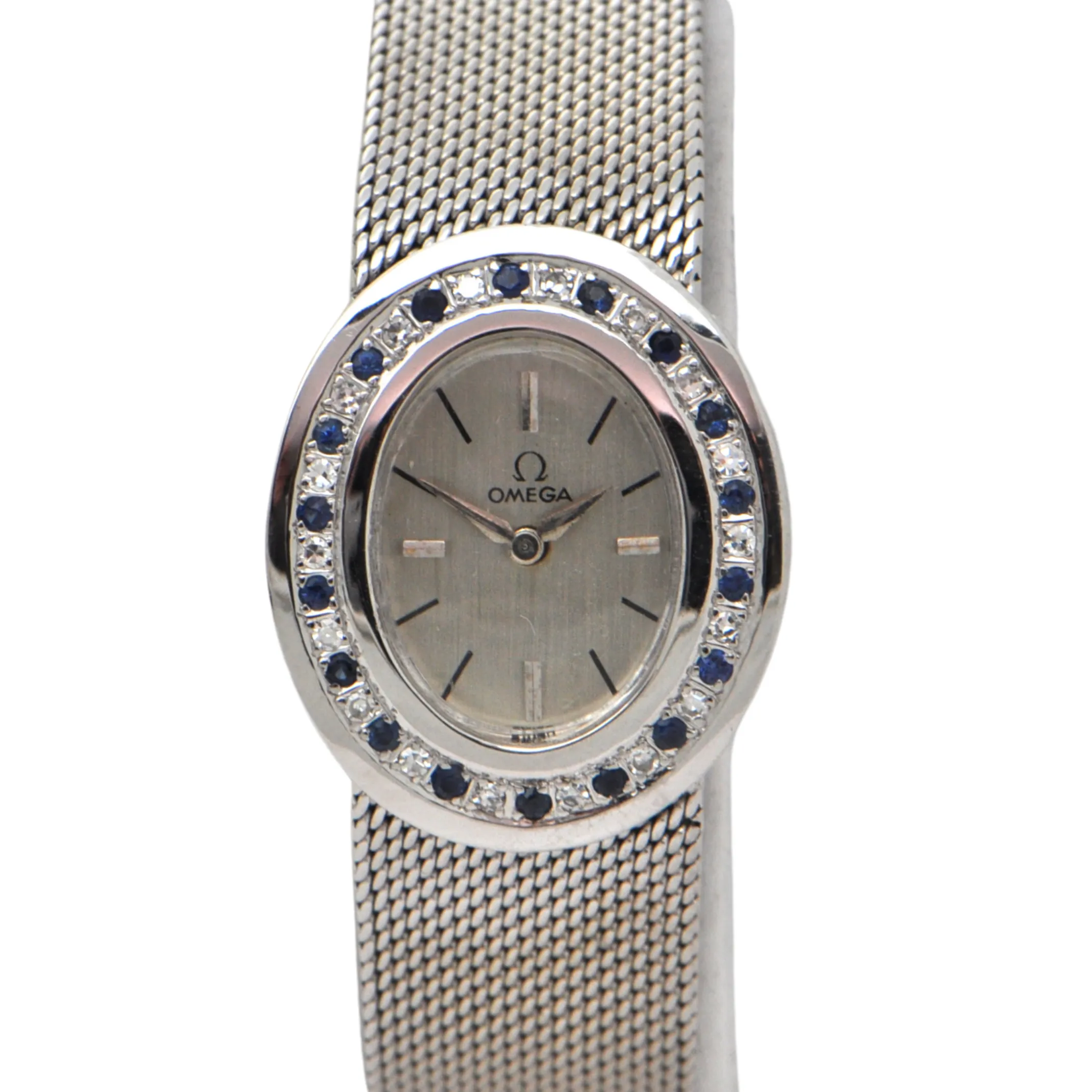 Omega Diamond and Sapphire 18K White Gold Watch C.1960's