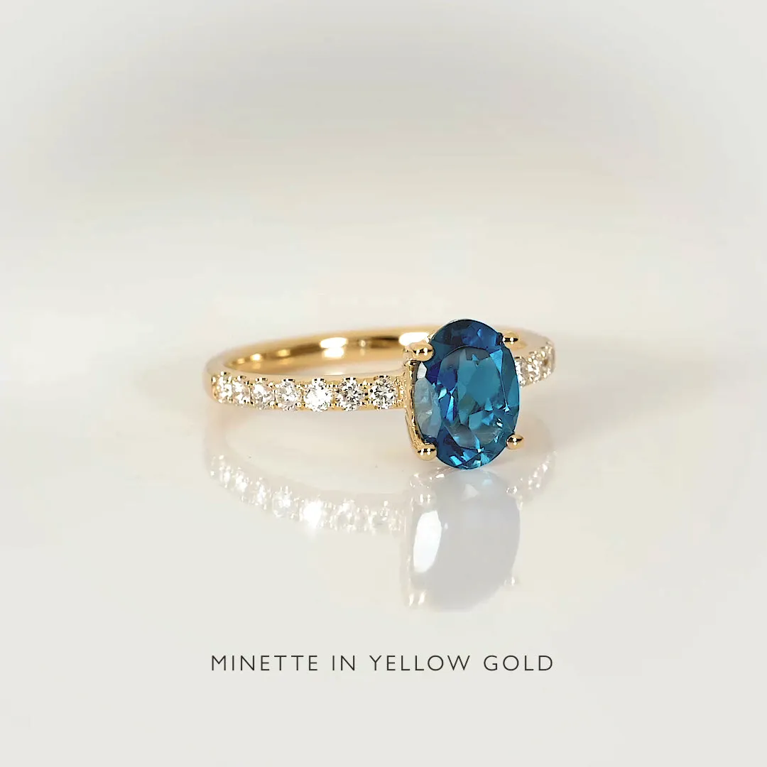 Oval London Blue Topaz and Diamond Ring Rose Gold - Minette