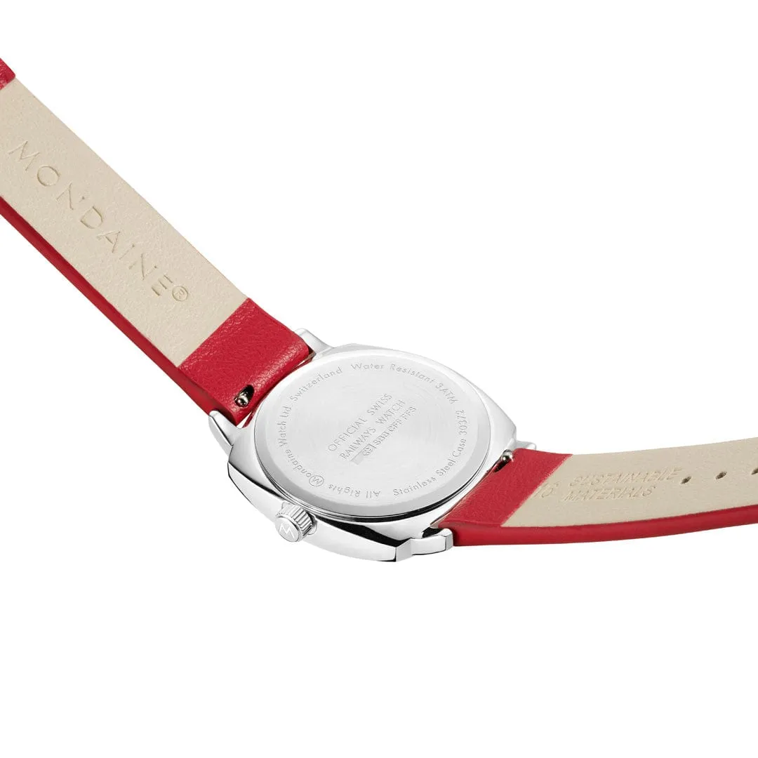 Petite Cushion, Red vegan grape leather, 31 mm