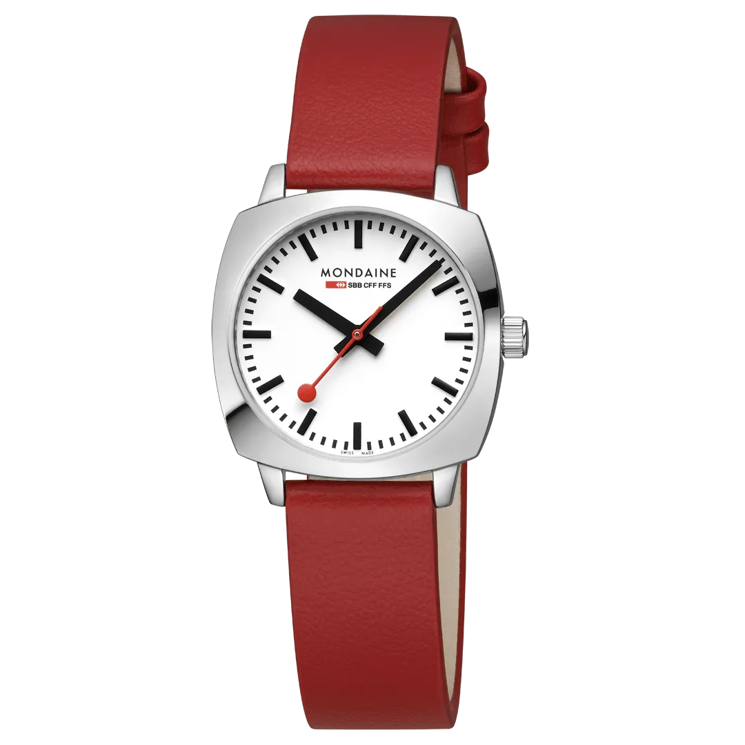 Petite Cushion, Red vegan grape leather, 31 mm