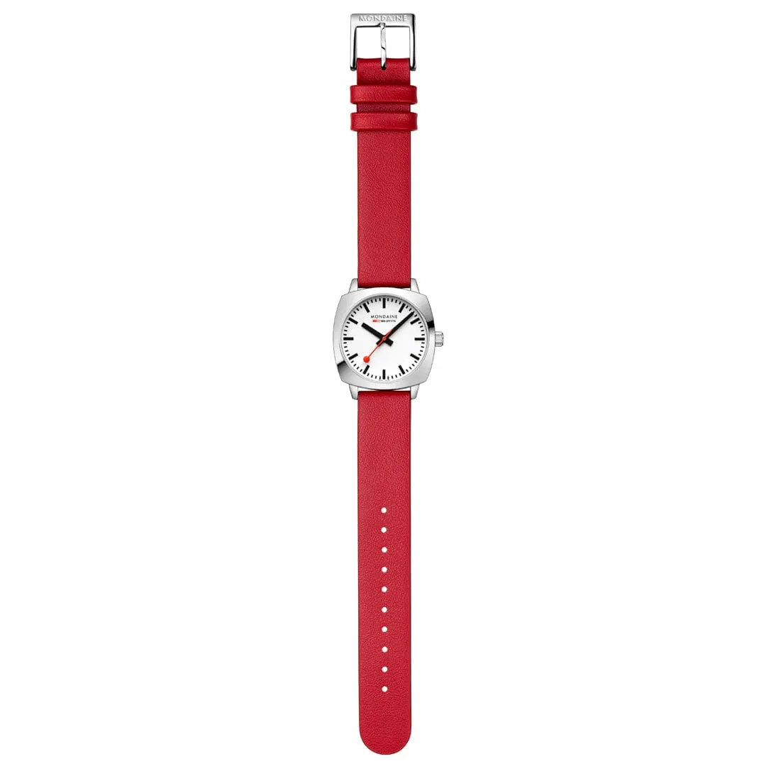 Petite Cushion, Red vegan grape leather, 31 mm