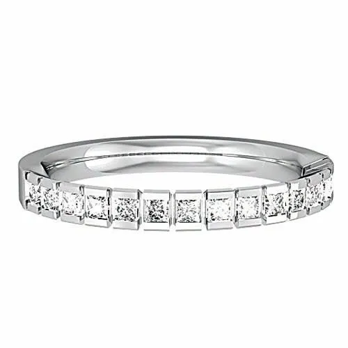 PLATINUM 2.5mm Diamond Wedding Ring Court Shape Women's Princess Cut Channel Set Classic Style 0.22ct ALL Sizes