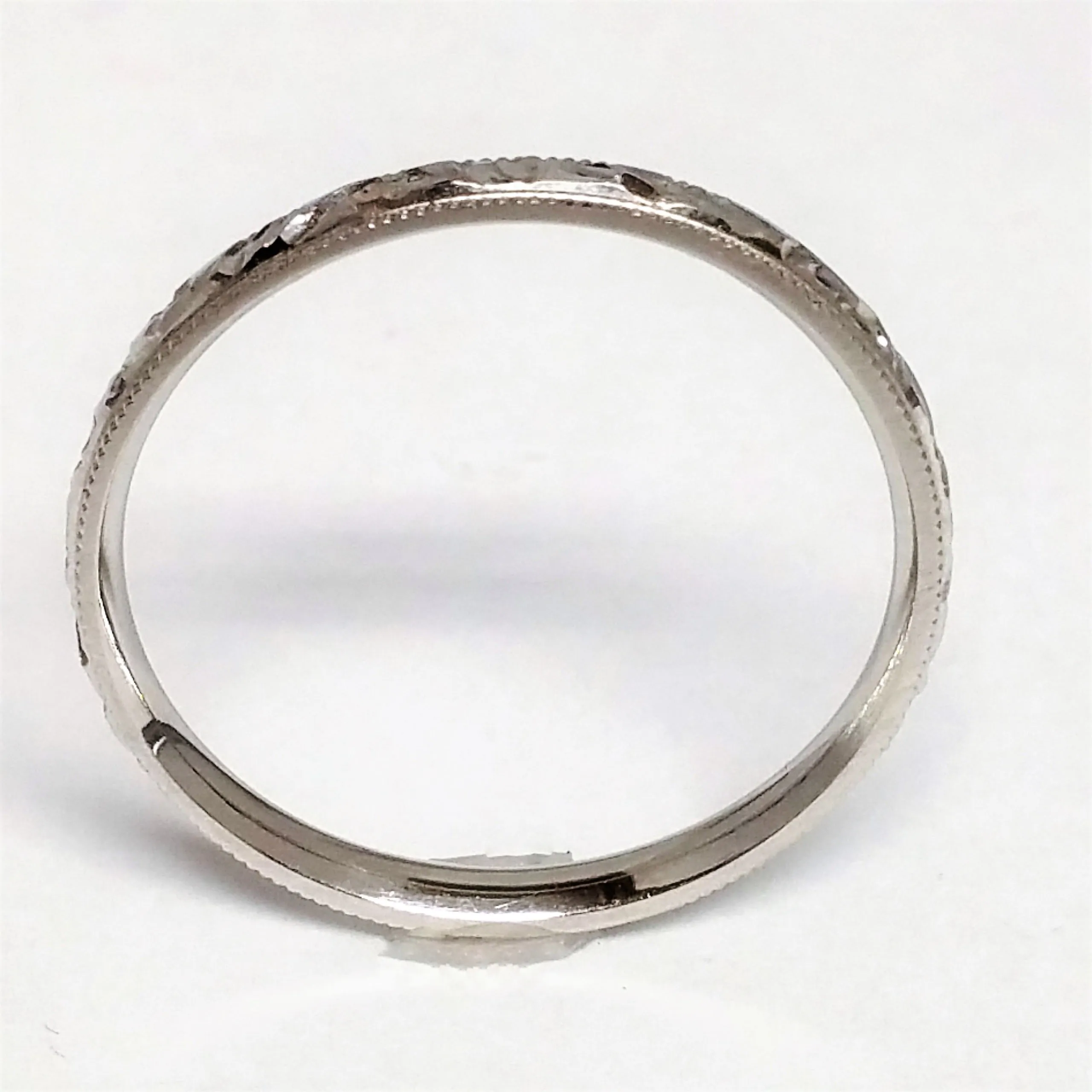 Platinum Engraved Thin Milgrain Band