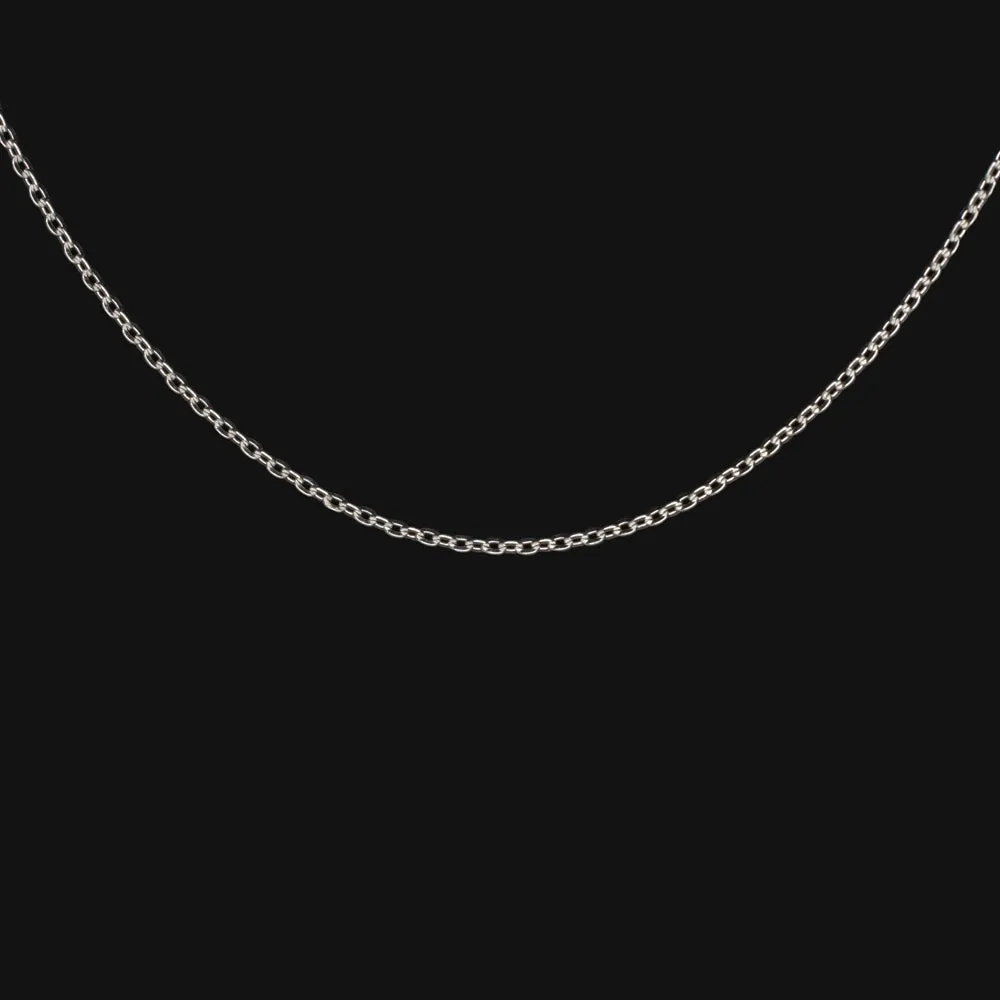 PLATINUM FLAT CABLE CHAIN 18in 0.90mm NECKLACE CLASSIC STURDY SOLID THIN DAINTY