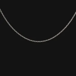 PLATINUM FLAT CABLE CHAIN 18in 0.90mm NECKLACE CLASSIC STURDY SOLID THIN DAINTY