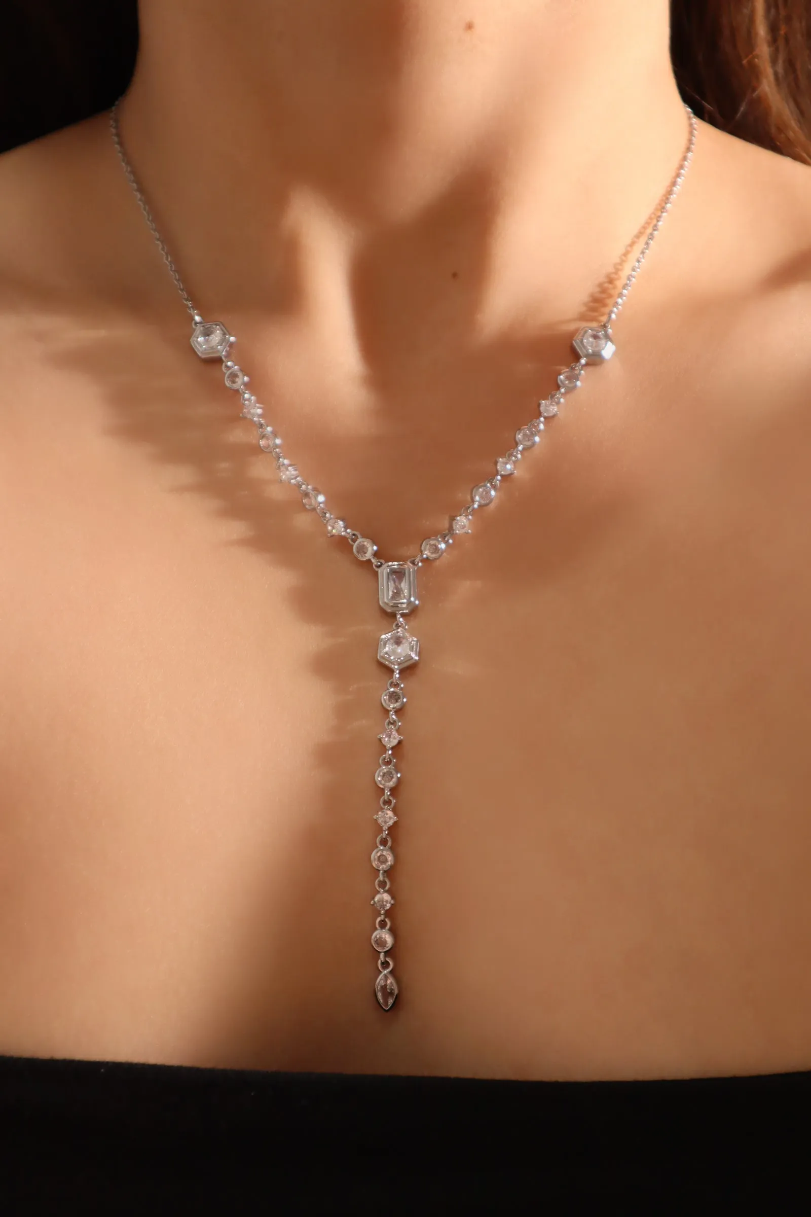 Platinum Plated Diamond Chain Necklace