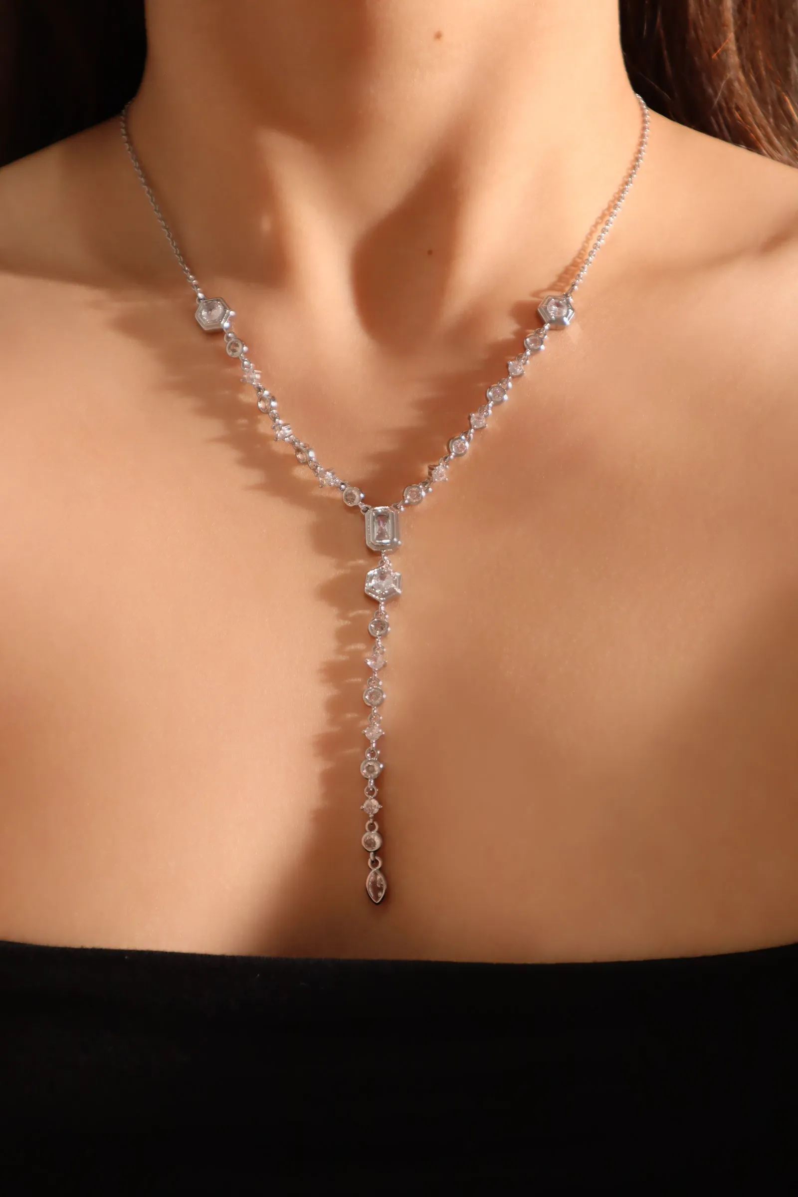 Platinum Plated Diamond Chain Necklace