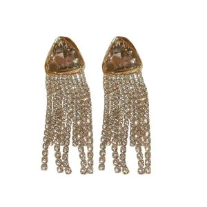 Pre Order:  Diamond Studded Tassel Alloy Earrings